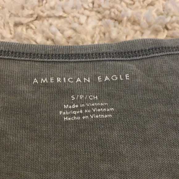 American Eagle Green Oversized Henley with Buttons - Picture 4 of 6